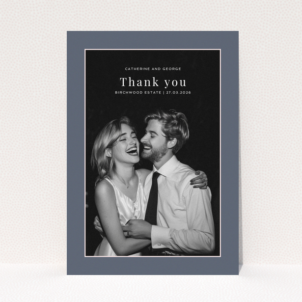 Thank you card design with one photo for wedding thank you note