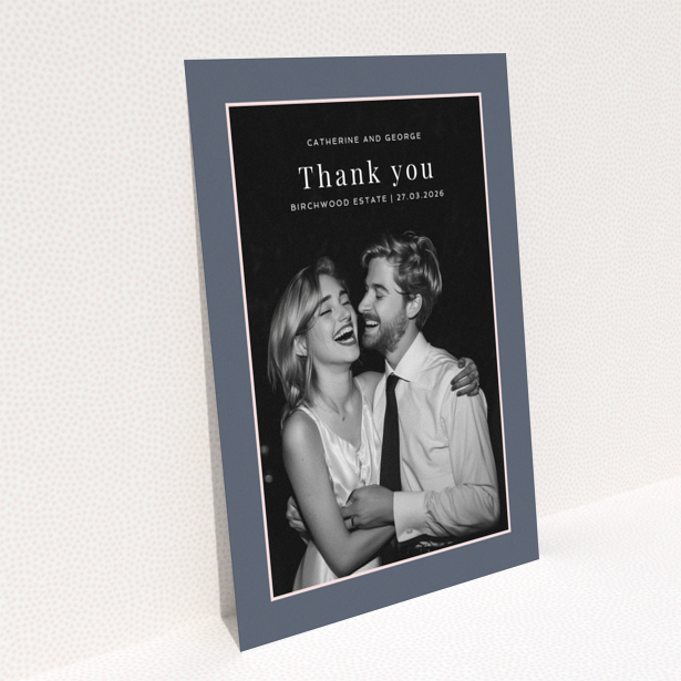 Thank you card design with one photo for wedding thank you note