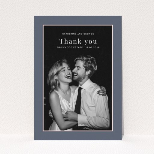 Thank you card design with one photo for wedding thank you note