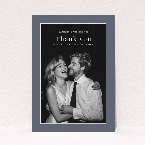 Thank you card design with one photo for wedding thank you note