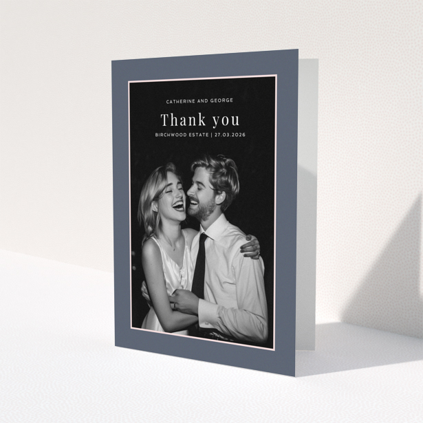 Thank you card design with one photo for wedding thank you note