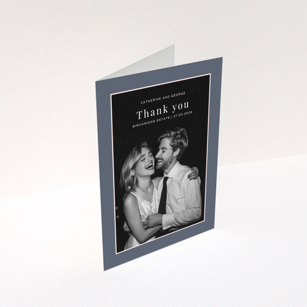 Thank you card design with one photo for wedding thank you note