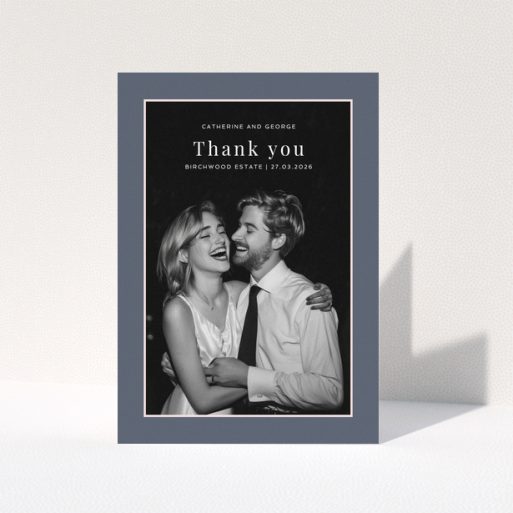 Thank you card design with one photo for wedding thank you note