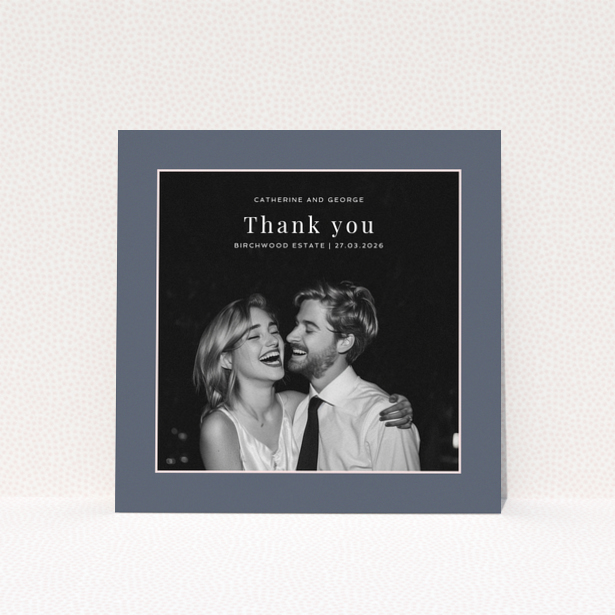 Thank you card design with one photo for wedding thank you note