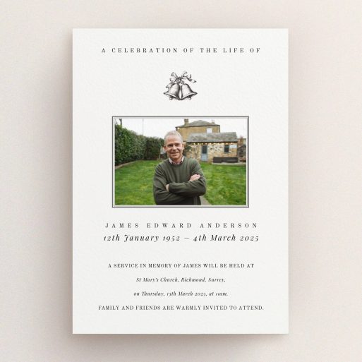 Elegant Funeral Announcement Funeral announcement design with one photo, featuring a celebration of life theme.