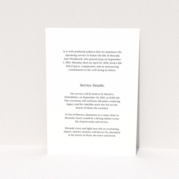 Funeral announcement design with photo