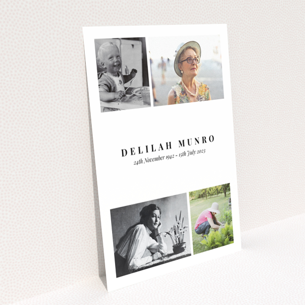 Funeral thank you card design with four photos