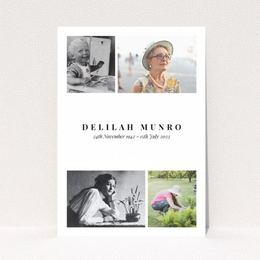 Funeral thank you card design with four photos
