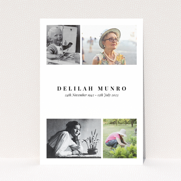 Funeral thank you card design with four photos