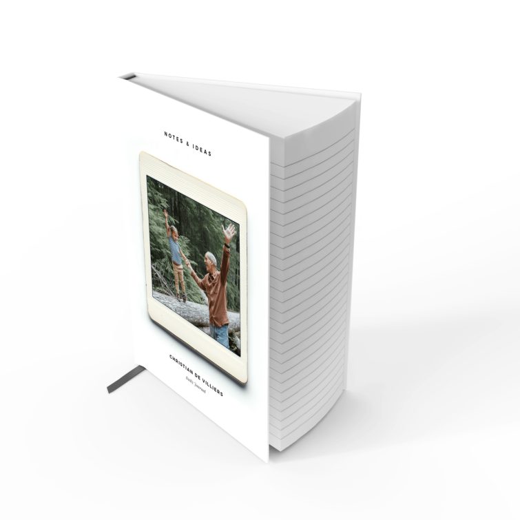 Portrait orientation notebook design with one photo on creamy cover for personalised printing by Utterly Printable.