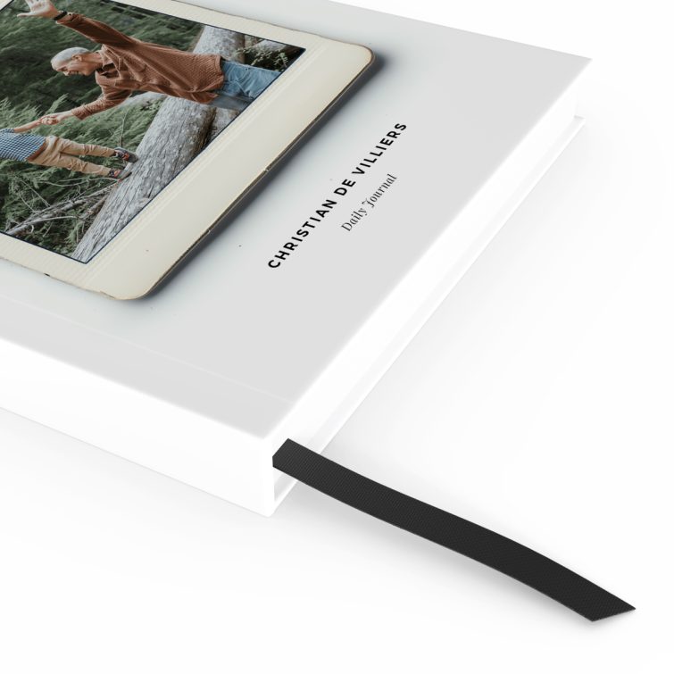 Portrait orientation notebook design with one photo on creamy cover for personalised printing by Utterly Printable.