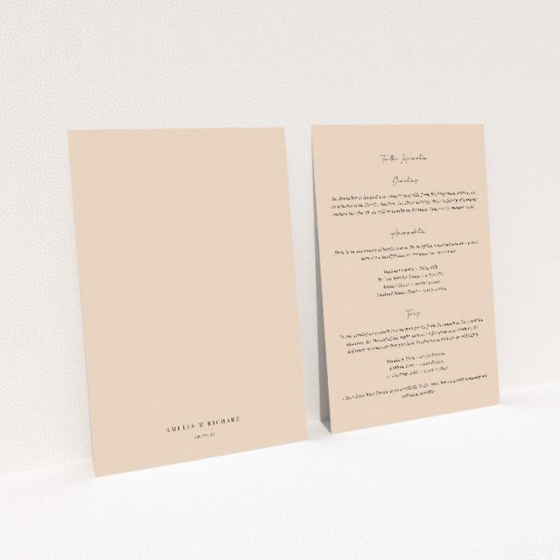 Top Date suite information insert card for A5 wedding invitation. This image shows the front and back sides together