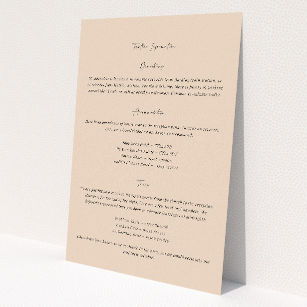 Top Date suite information insert card for A5 wedding invitation. This image shows the front and back sides together