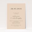 Top Date wedding invitation with modern sophistication, featuring prominently displayed wedding date in bold sans-serif font, elegant script names of the couple, and chic contemporary design, perfect for announcing a stylish and memorable occasion This is a view of the front