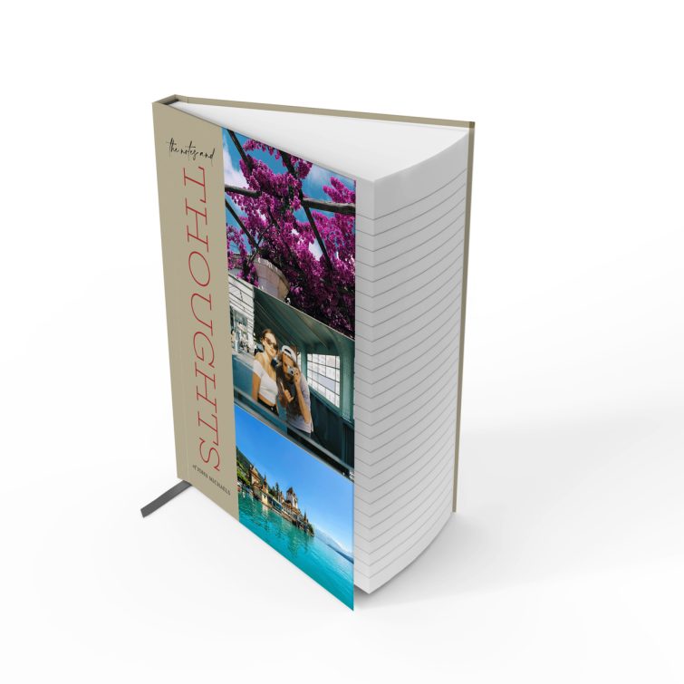 Personalised notebooks design with three photos on cover by Utterly Printable