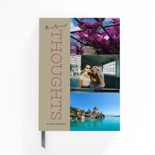 Personalised notebooks design with three photos on cover by Utterly Printable