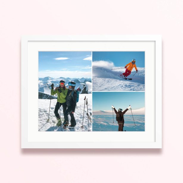 triple adventure framed mounted photo print skiing design 400x300 landscape white - Triple Adventure