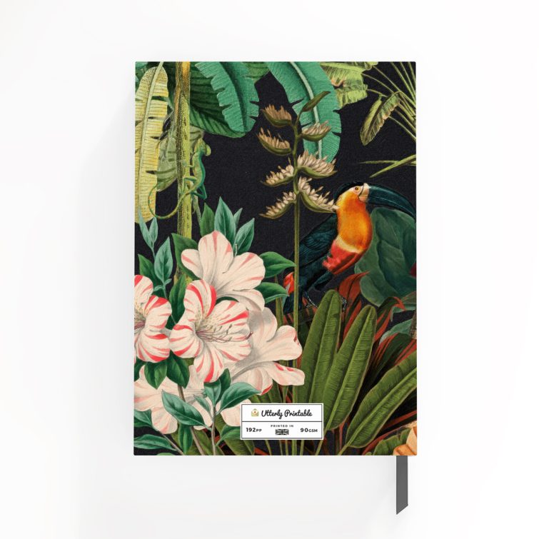 Jungle-themed personalised notebook cover design with one photo, perfect for stylish stationery lovers.