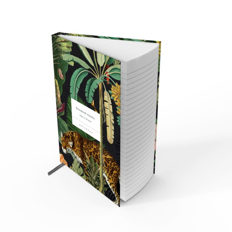 Jungle-themed personalised notebook cover design with one photo, perfect for stylish stationery lovers.