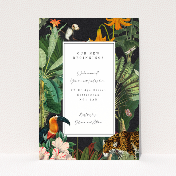 Change of address card with floral and animal illustrations, 0 photos