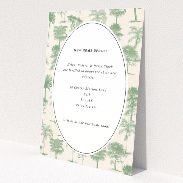 Floral-themed change of address card with no photos