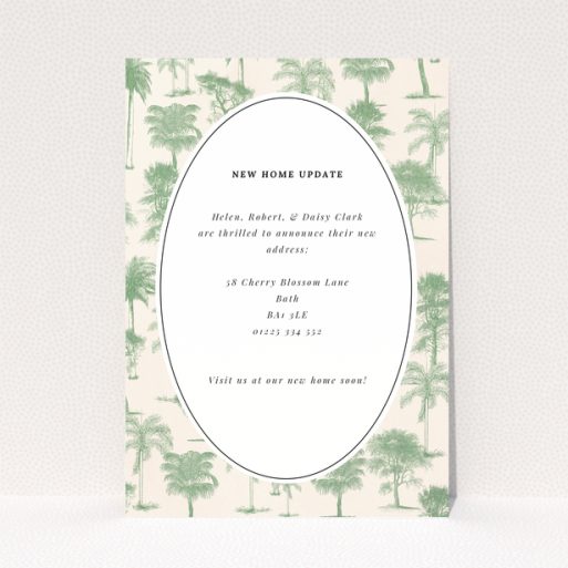 Floral-themed change of address card with no photos