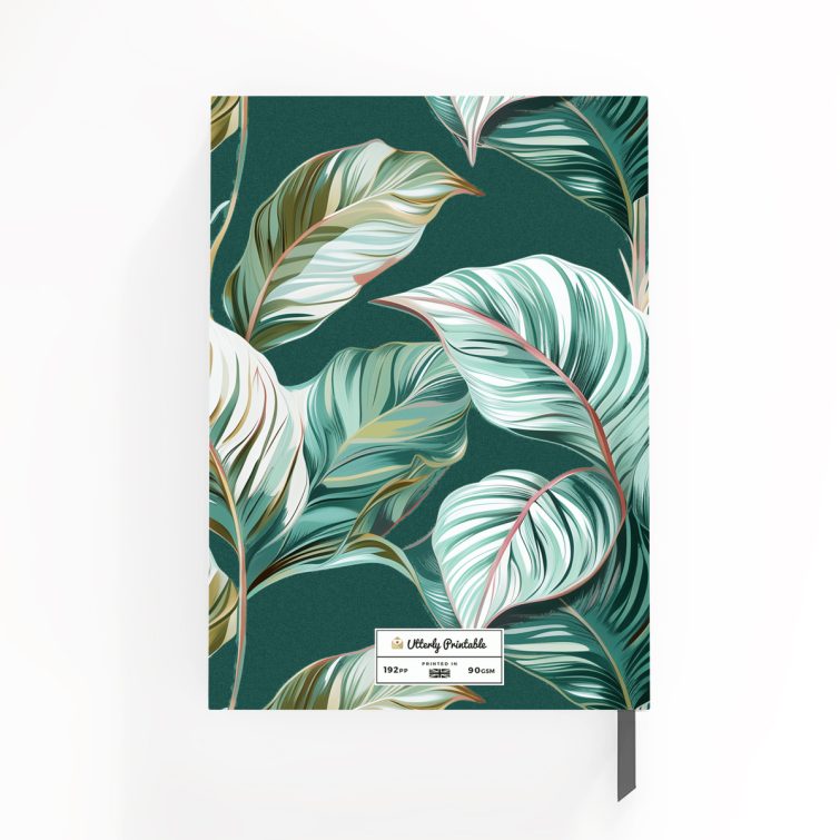 Floral leaf design notebooks with elegant cover and zero photos for personalised stationery.