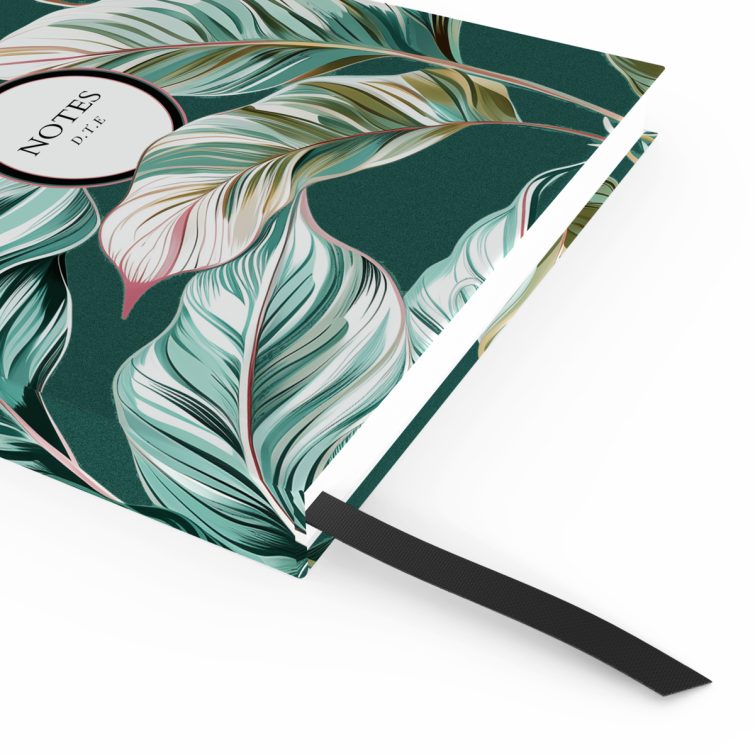 Floral leaf design notebooks with elegant cover and zero photos for personalised stationery.