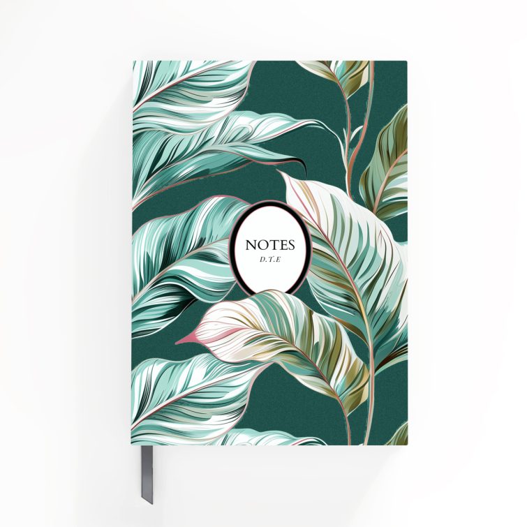 Floral leaf design notebooks with elegant cover and zero photos for personalised stationery.