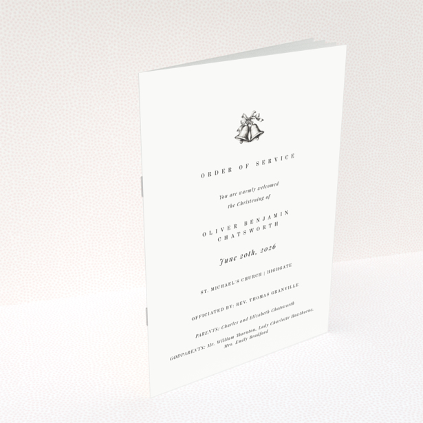 Christening order of service program back cover with minimalist design - Portrait