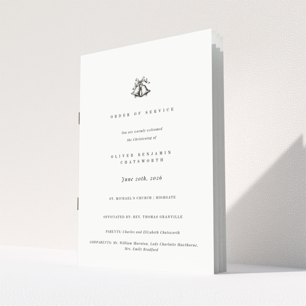 Christening order of service program back cover with minimalist design - Portrait