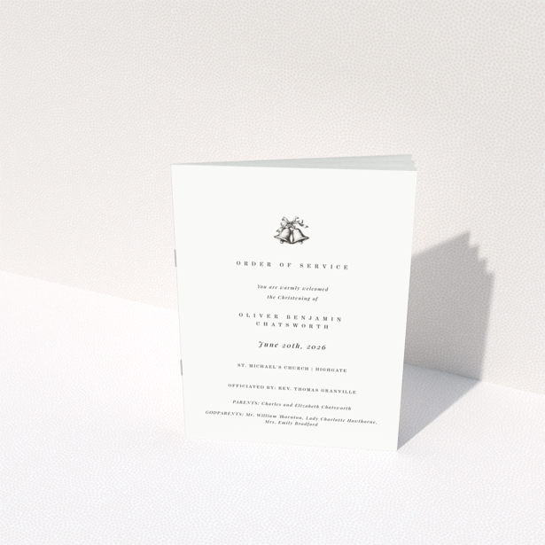 Christening order of service program back cover with minimalist design - Portrait