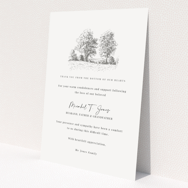 Funeral thank you card with one photo and elegant design