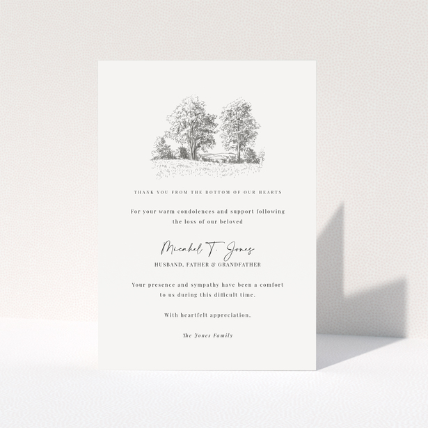 Funeral thank you card with one photo and elegant design