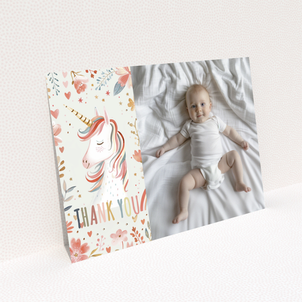Baby thank you card back page design with no photos - Landscape