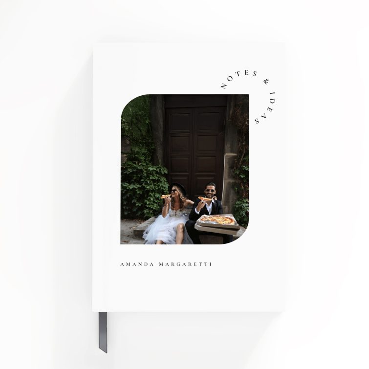 Elegant personalised notebooks design featuring one photo on the cover for custom printing.