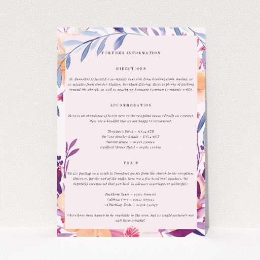Utterly Printable Above and Below wedding information insert card with floral beauty and delicate elegance This is a view of the front