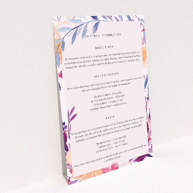 Utterly Printable Above and Below wedding information insert card with floral beauty and delicate elegance This image shows the front and back sides together