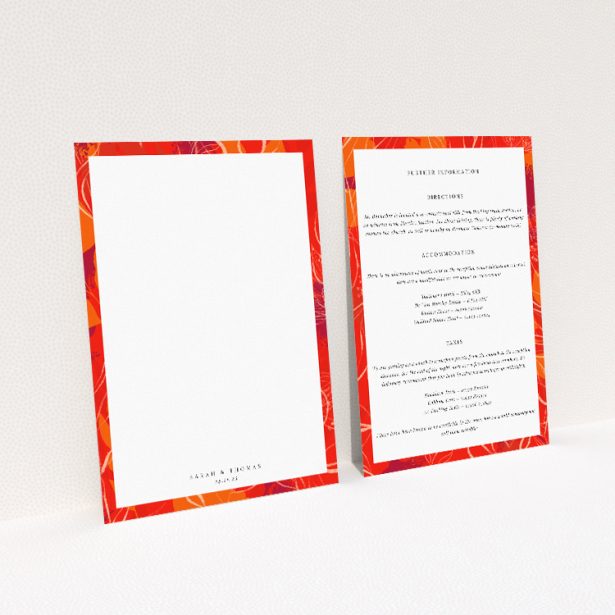 Abstract Florals wedding information insert - Utterly Printable. This image shows the front and back sides together