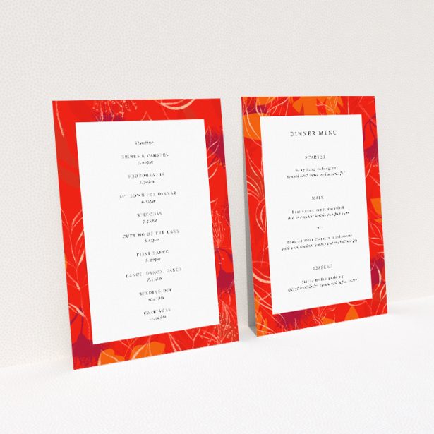 Elegant Abstract Florals Wedding Menu Template - Utterly Printable. This image shows the front and back sides together
