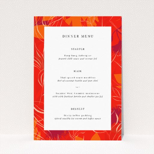 Elegant Abstract Florals Wedding Menu Template - Utterly Printable. This is a view of the front
