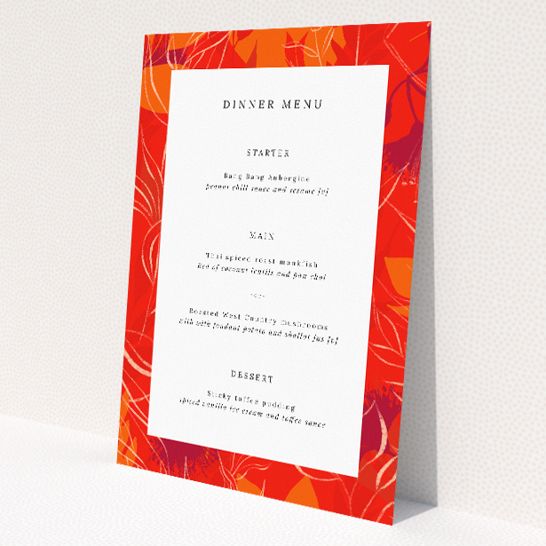 Elegant Abstract Florals Wedding Menu Template - Utterly Printable. This image shows the front and back sides together