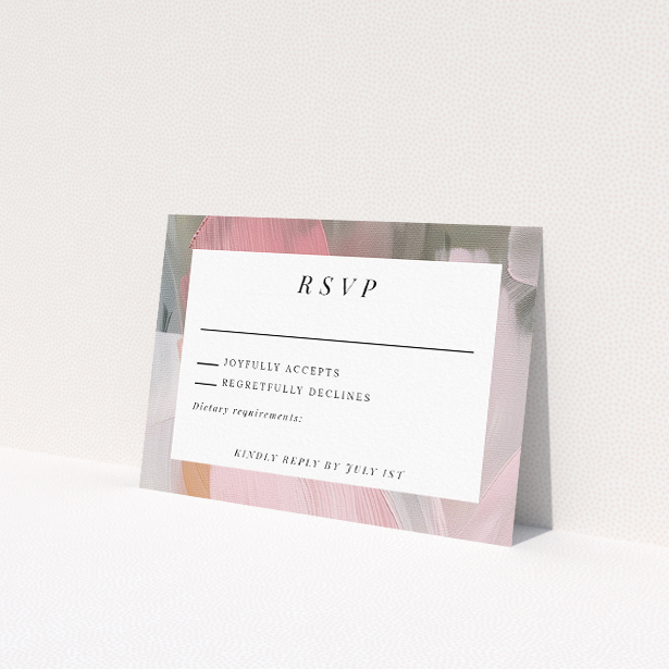 Artistic Academy Brushwork RSVP Card - Pastel Brushstrokes, Sleek Black Border - Utterly Printable. This is a view of the front