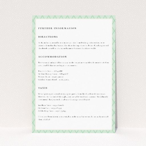 Utterly Printable Art Deco Triangles Wedding Information Insert Card. This is a view of the front