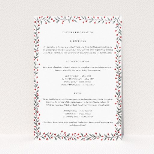 Utterly Printable Berry Garland Row Wedding Information Insert Card. This is a view of the front