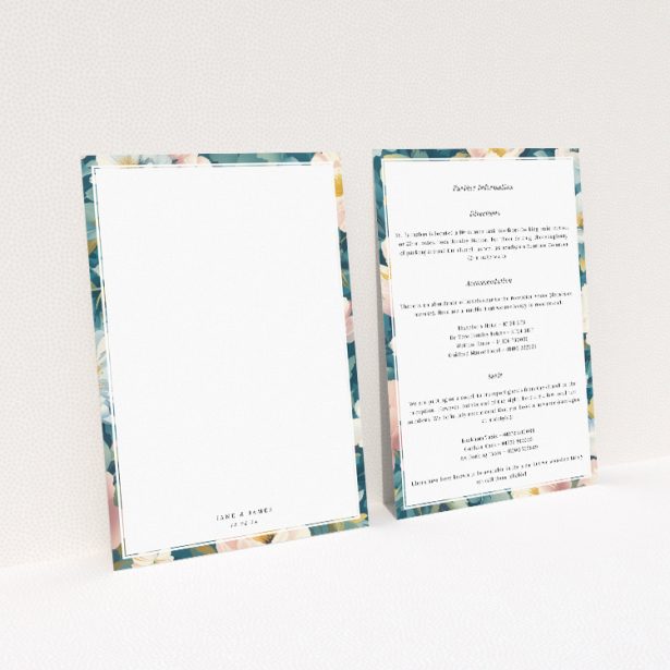 Utterly Printable Blossom Boulevard Wedding Information Insert Card. This image shows the front and back sides together