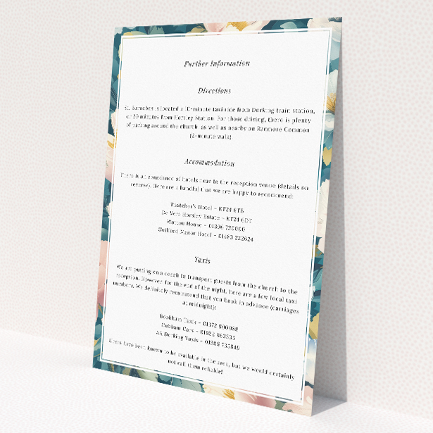 Utterly Printable Blossom Boulevard Wedding Information Insert Card. This image shows the front and back sides together