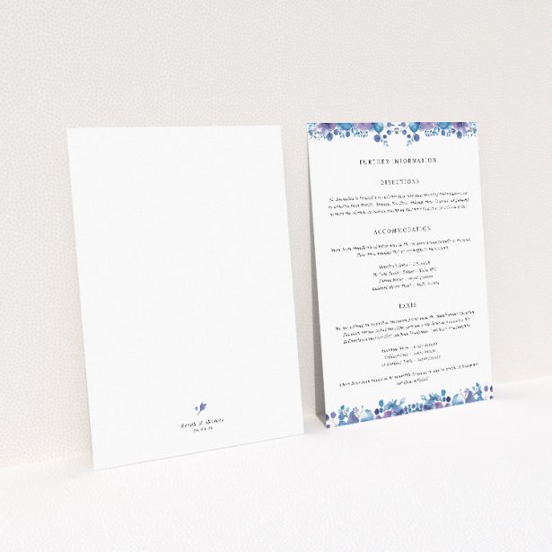 Blue Anemones information insert - Utterly Printable. This image shows the front and back sides together