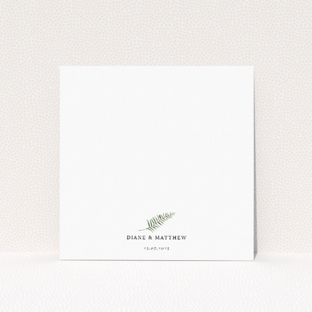 Wedding save the date card template - Botanical Greens design with delicate greenery wreath. This image shows the front and back sides together