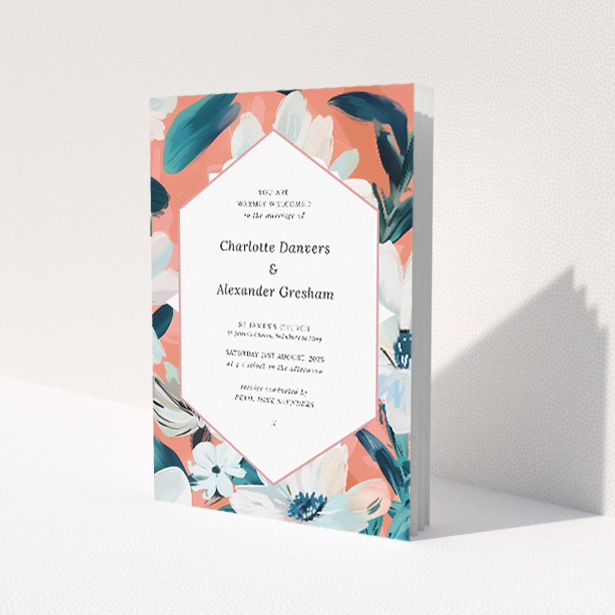 Utterly Printable Boulevard Petals Wedding Order of Service Booklet. This is a view of the front
